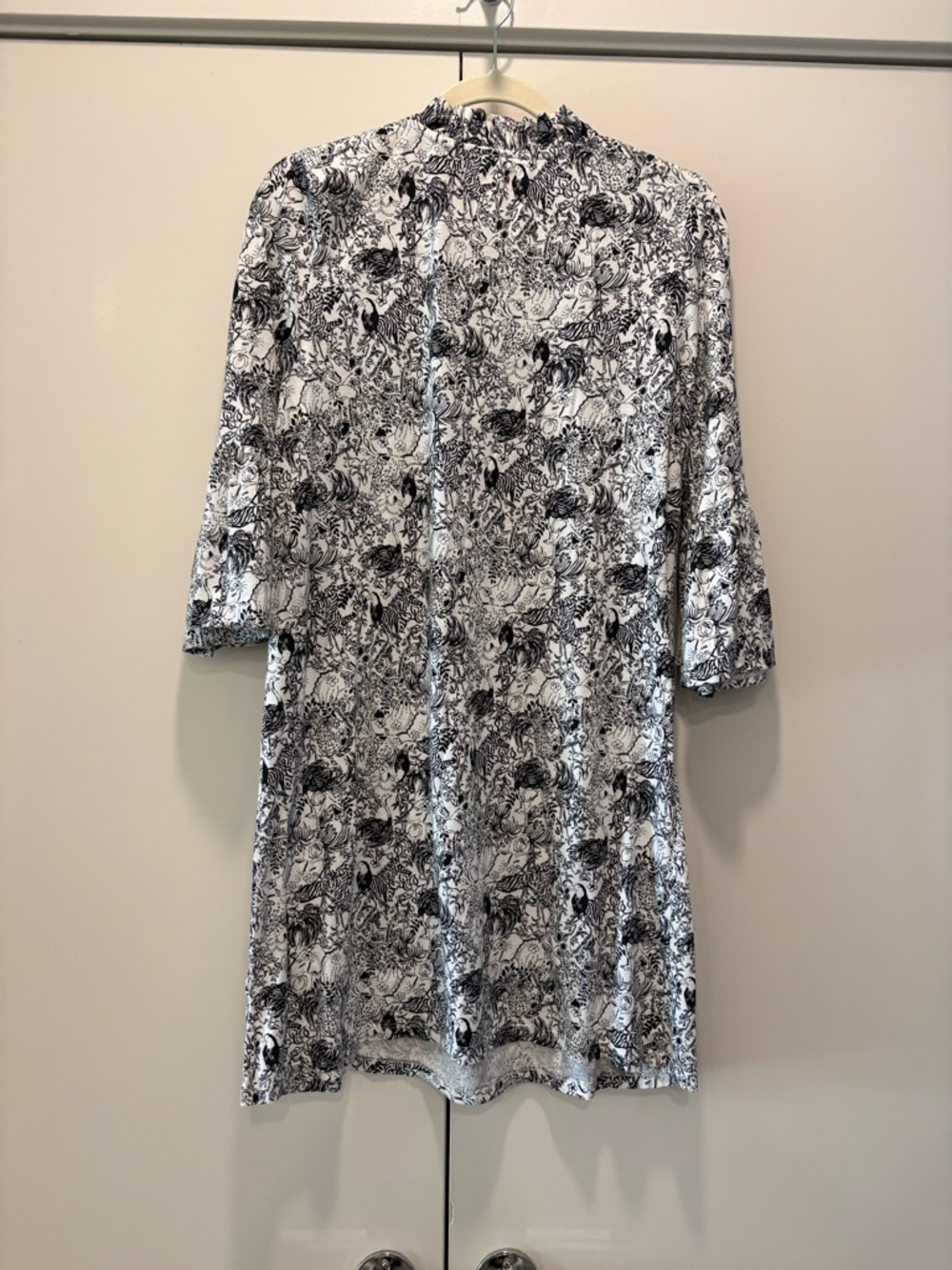 Lilly Pulitzer Black & White Floral Long-Sleeve Shift Dress